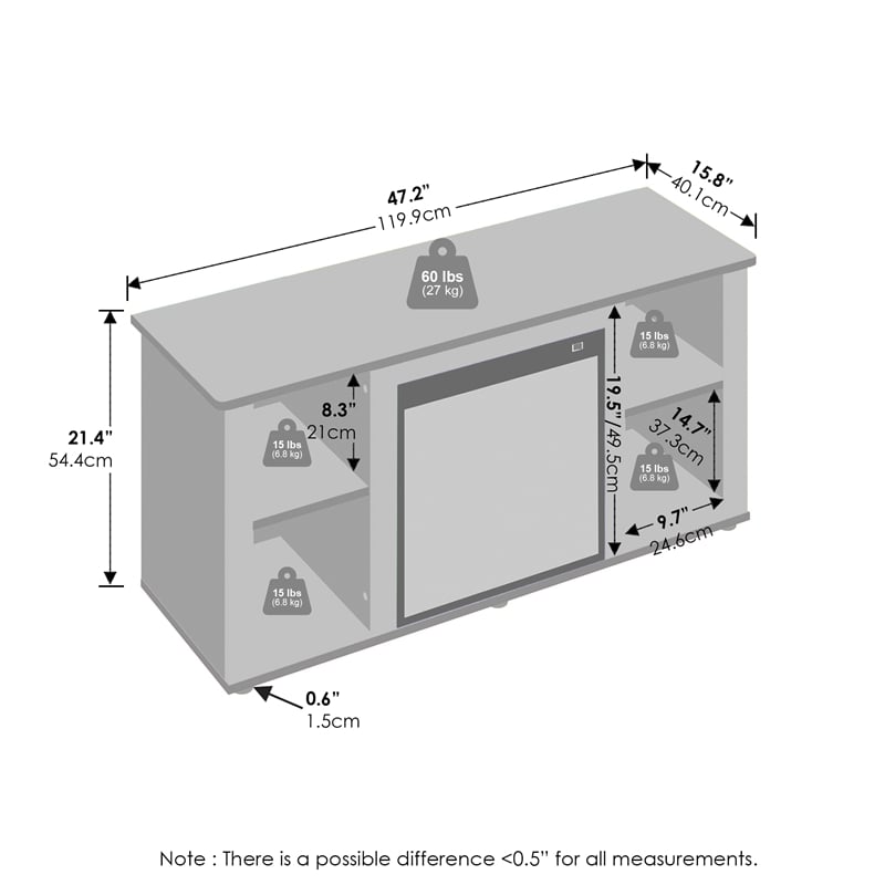 Pemberly Row No Heat Decorative Electric Fireplace TV Stand in Americano