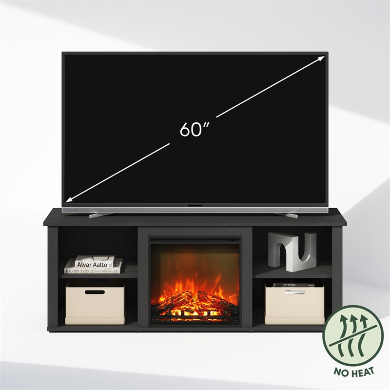 Pemberly Row No Heat Decorative Electric Fireplace TV Stand in Americano