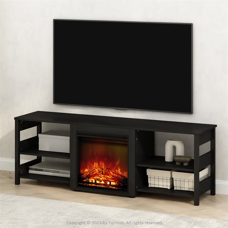 Pemberly Row No Heat Decorative Electric Fireplace TV Stand in Americano