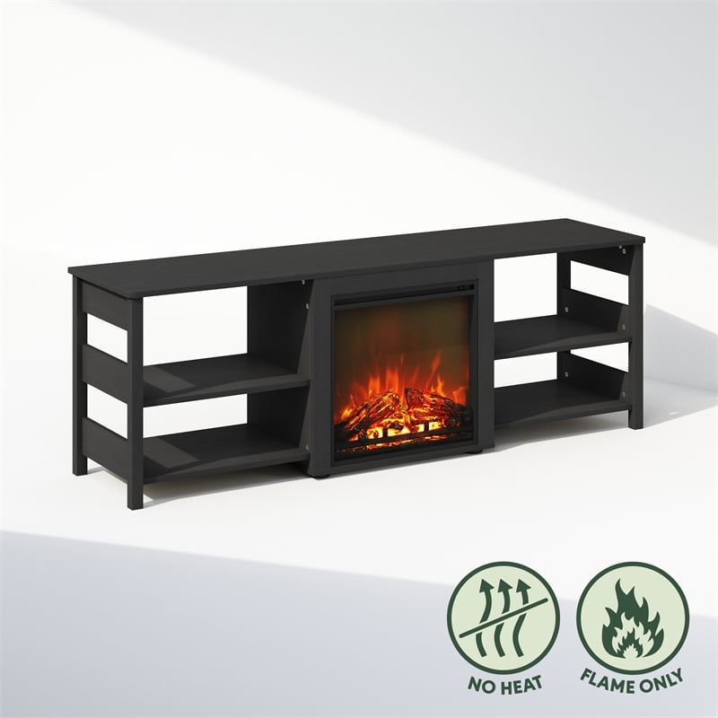 Pemberly Row No Heat Decorative Electric Fireplace TV Stand in Americano