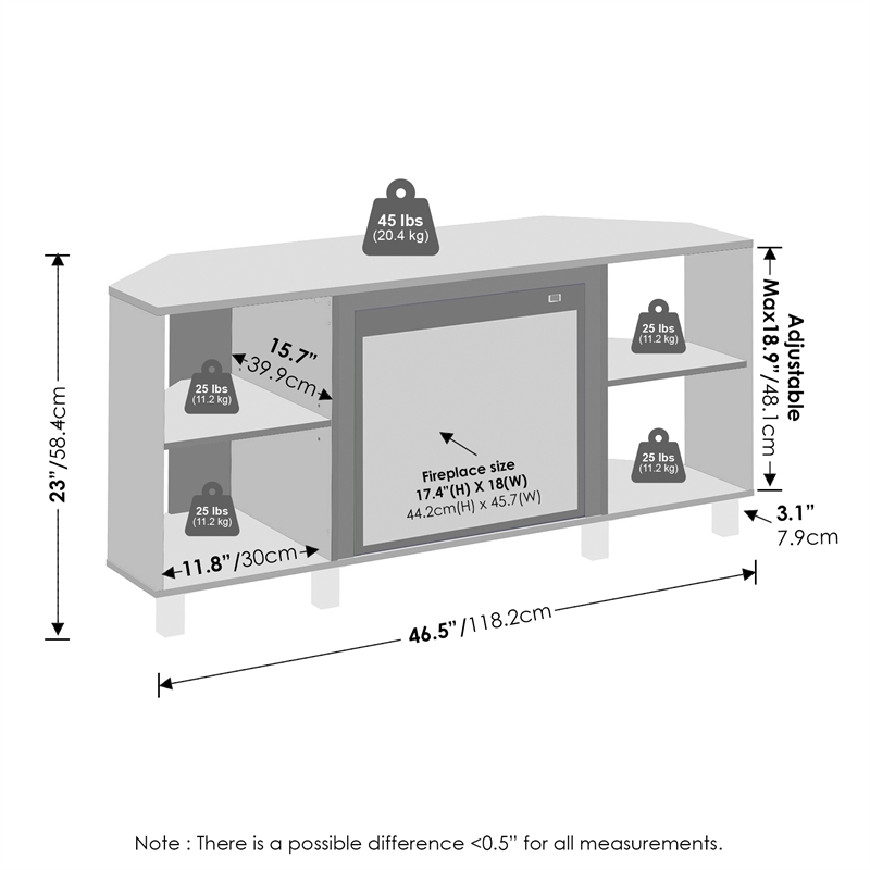 Pemberly Row No Heat Decorative Electric Fireplace Corner TV Stand Americano