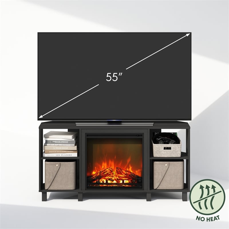 Pemberly Row No Heat Decorative Electric Fireplace Corner TV Stand Americano