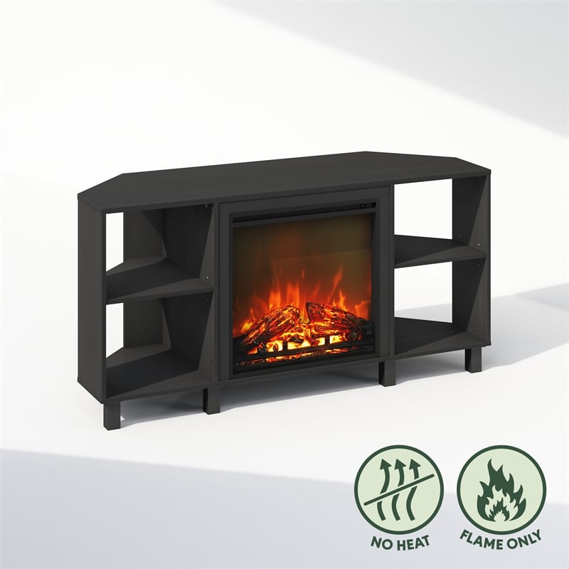 Pemberly Row No Heat Decorative Electric Fireplace Corner TV Stand Americano