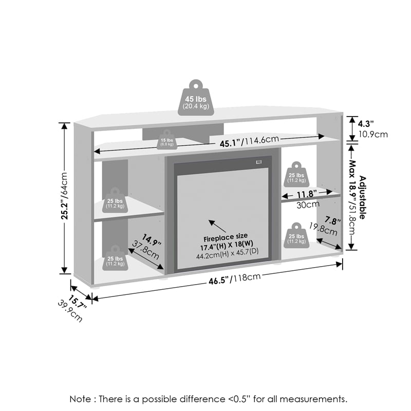 Pemberly Row No Heat Decorative Electric Fireplace Corner TV Stand Americano