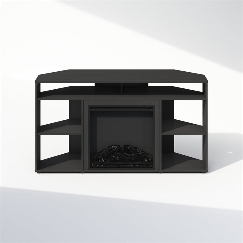 Pemberly Row No Heat Decorative Electric Fireplace Corner TV Stand Americano