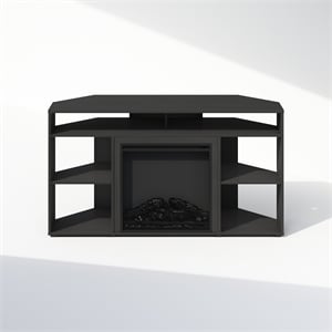 Pemberly Row No Heat Decorative Electric Fireplace Corner TV Stand Americano