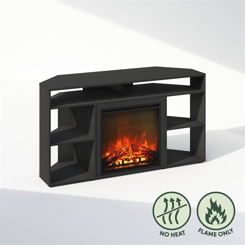 Pemberly Row No Heat Decorative Electric Fireplace Corner TV Stand Americano