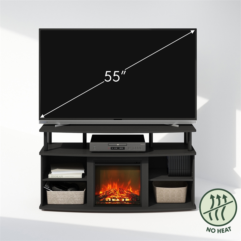 Pemberly Row No Heat Decorative Electric Fireplace TV Stand in Americano/Black