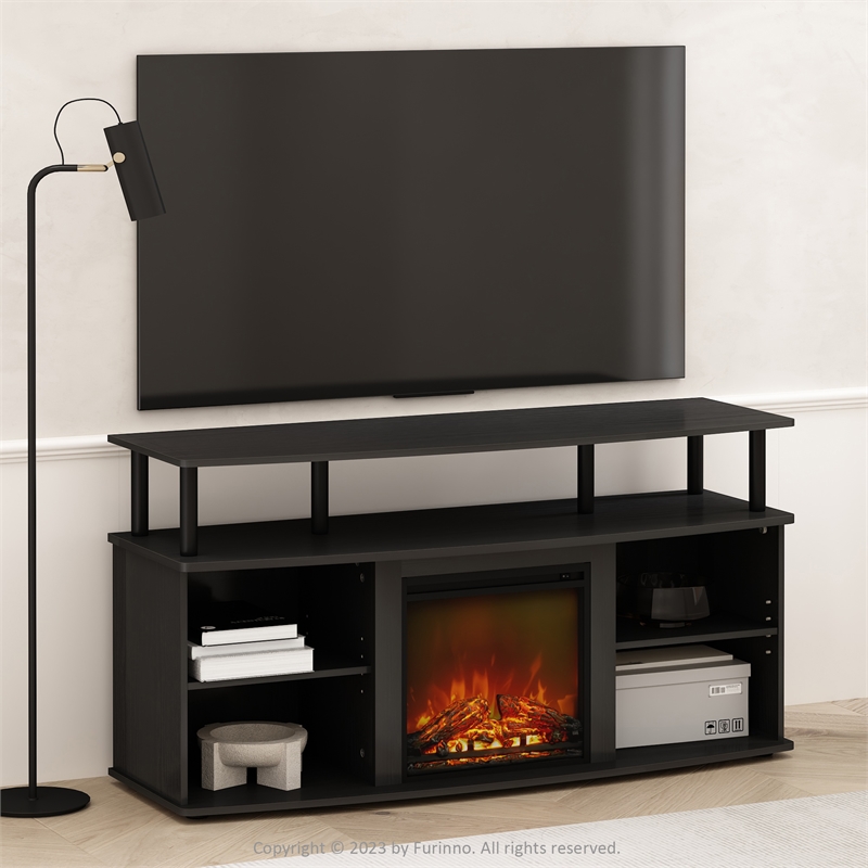 Pemberly Row No Heat Decorative Electric Fireplace TV Stand in Americano/Black