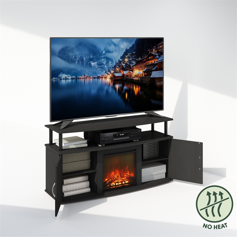 Pemberly Row No Heat Decorative Electric Fireplace TV Stand in Americano/Black