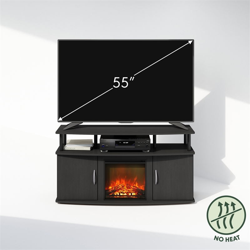 Pemberly Row No Heat Decorative Electric Fireplace TV Stand in Americano/Black
