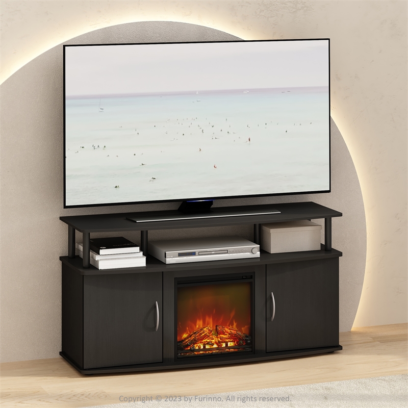 Pemberly Row No Heat Decorative Electric Fireplace TV Stand in Americano/Black