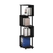 Pemberly Row 4-Tier Zigzag Corner Shelf Bookcase in Bookshelf in Espresso/Black