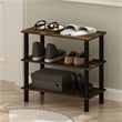 Pemberly Row Turn-N-Tube 26-Inch 3-Tier Freestanding Shoe Rack Amber Pine/Black