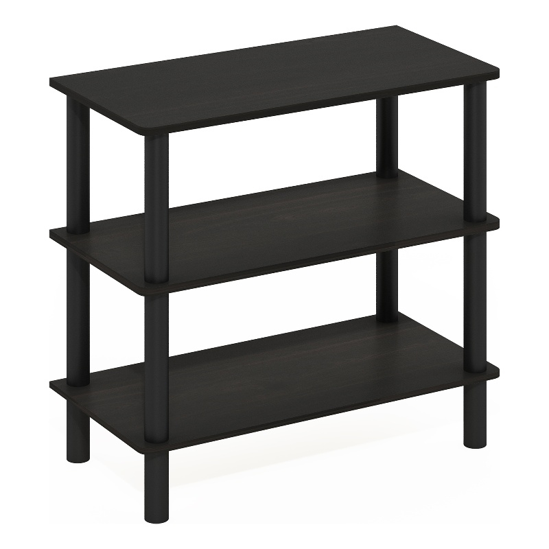Pemberly Row Turn-N-Tube 3-Tier Freestanding Shoe Rack Storage Espresso/Black
