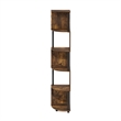 Pemberly Row 5-Tier Zigzag Corner Shelf Bookcase in Bookshelf Amber Pine/Black