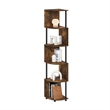 Pemberly Row 5-Tier Zigzag Corner Shelf Bookcase in Bookshelf Amber Pine/Black