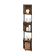 Pemberly Row 5-Tier Zigzag Corner Shelf Bookcase in Bookshelf Amber Pine/Black
