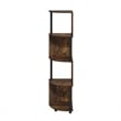 Pemberly Row 4-Tier Zigzag Corner Shelf Bookcase in Bookshelf Amber Pine/Black