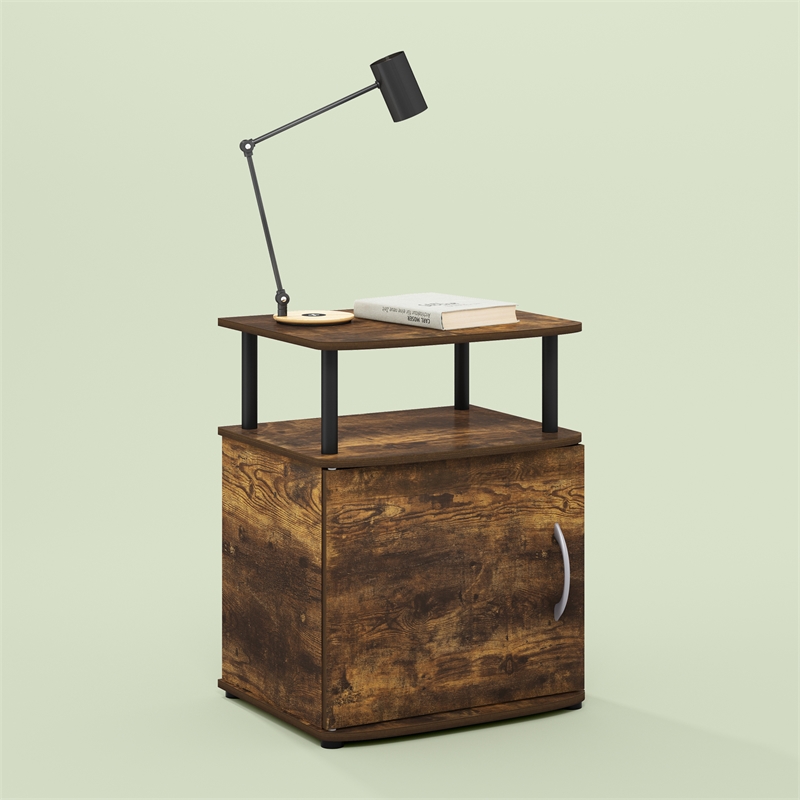 Pemberly Row Contemporary End Table in Amber Pine/Black Finish