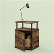 Pemberly Row Contemporary End Table in Amber Pine/Black Finish