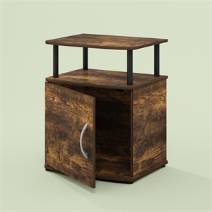 Pemberly Row Contemporary End Table in Amber Pine/Black Finish