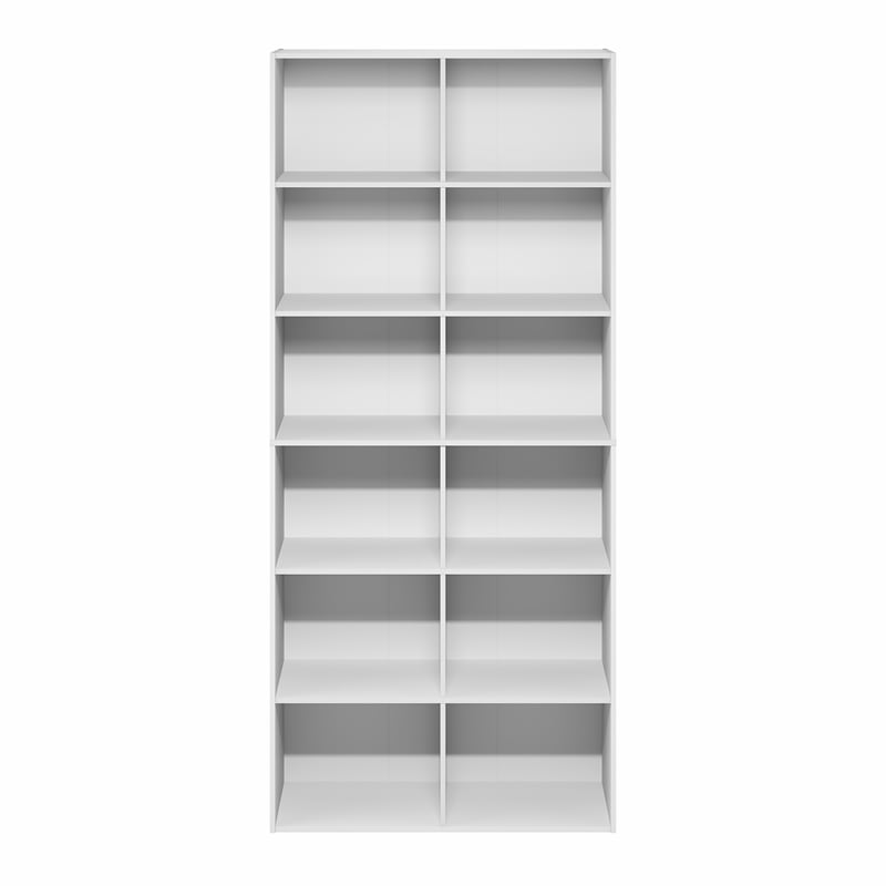 Pemberly Row Contemporary 12-Cube Open Shelf 12x32x71-inches in White