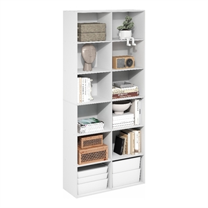 Pemberly Row Contemporary 12-Cube Open Shelf 12x32x71-inches in White