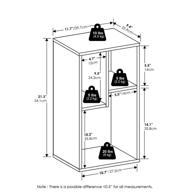 Pemberly Row 3-Cube Irregular Cubes Storage Bookcase/Bookshelf White