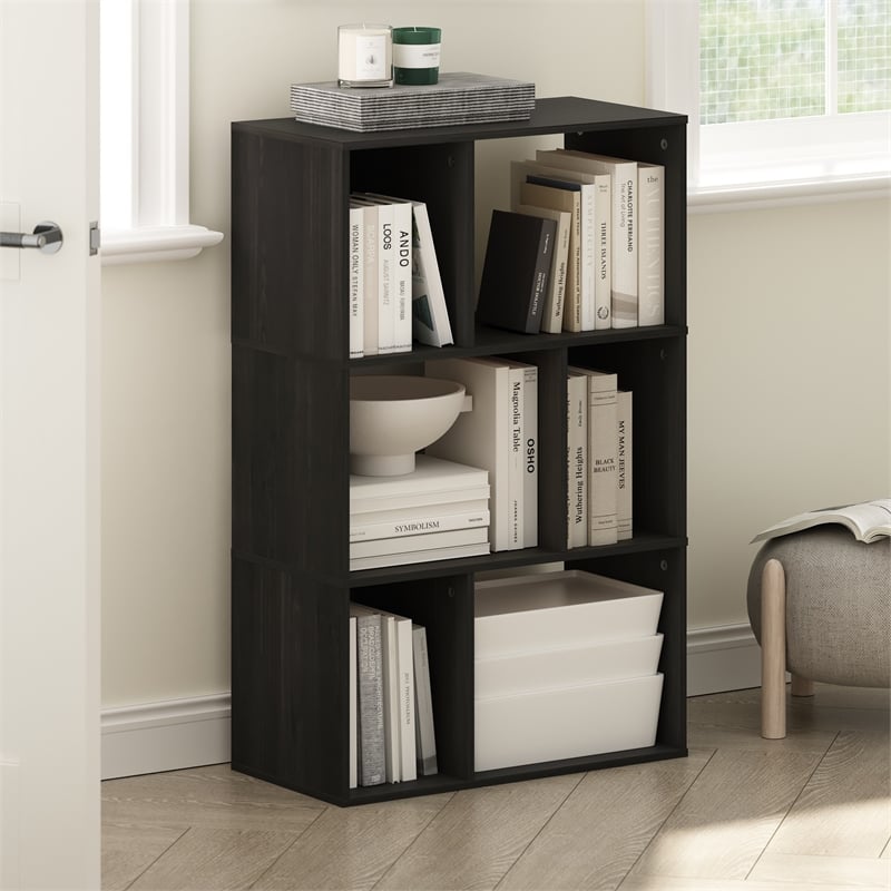 Pemberly Row 6-Cube Irregular Cubes Storage Bookcase/Bookshelf Espresso