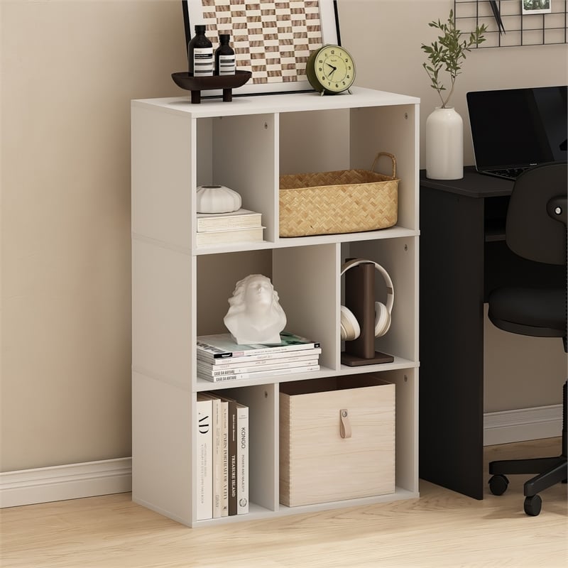Pemberly Row 6-Cube Irregular Cubes Storage Bookcase/Bookshelf White