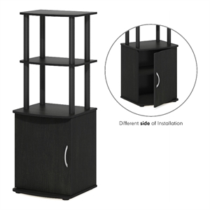 Pemberly Row Turn-N-Tube 2-Tier Tall TV Entertainment Side Table Blackwood/Black