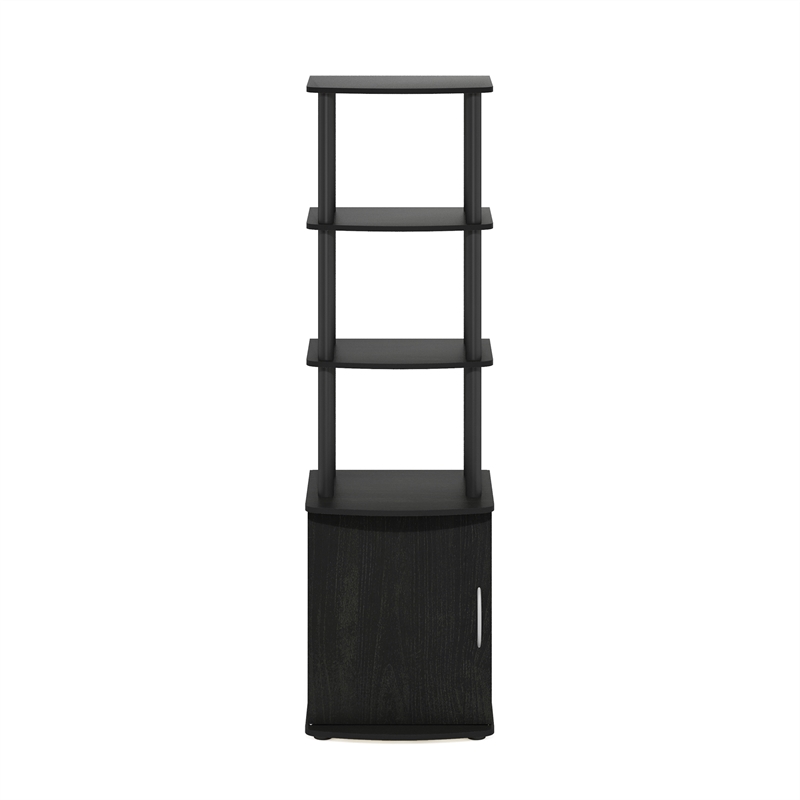 Pemberly Row Turn-N-Tube 3-Tier Tall TV Entertainment Side Table Blackwood/Black