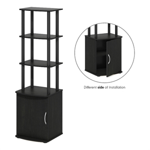 Pemberly Row Turn-N-Tube 3-Tier Tall TV Entertainment Side Table Blackwood/Black