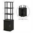 Pemberly Row Turn-N-Tube 3-Tier Tall TV Entertainment Side Table Blackwood/Black