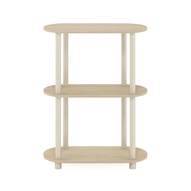 Pemberly Row Turn-N-Tube 3-Tier Modern Oval Side Display Bauhaus Oak/Beige