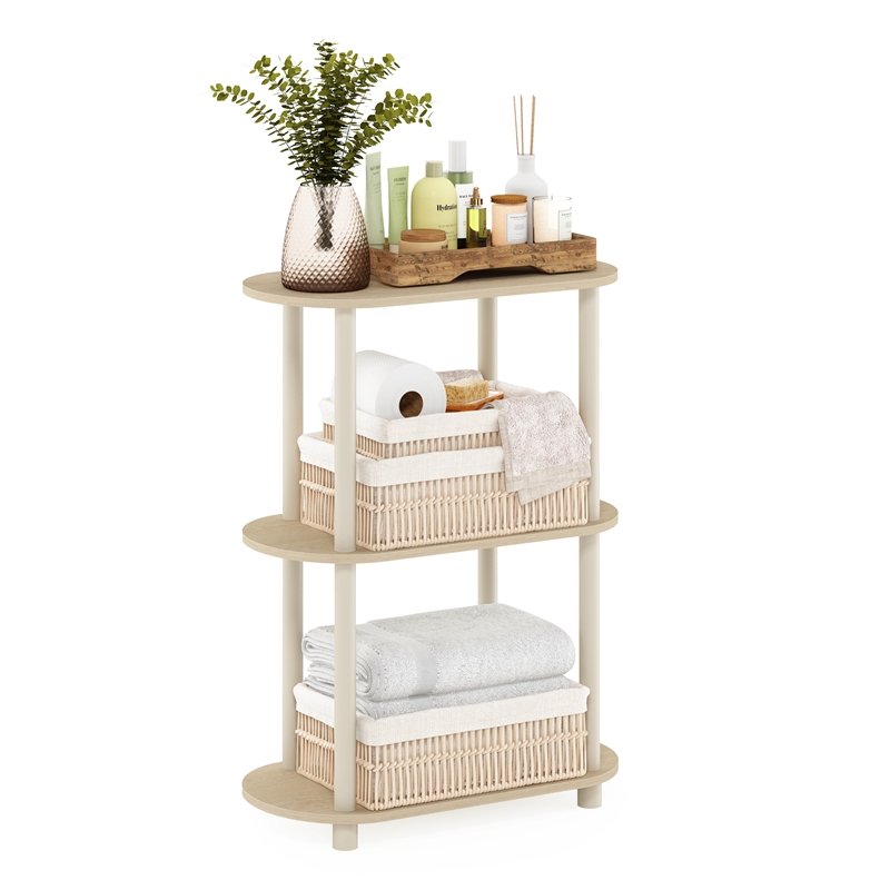 Pemberly Row Turn-N-Tube 3-Tier Modern Oval Side Display Bauhaus Oak/Beige