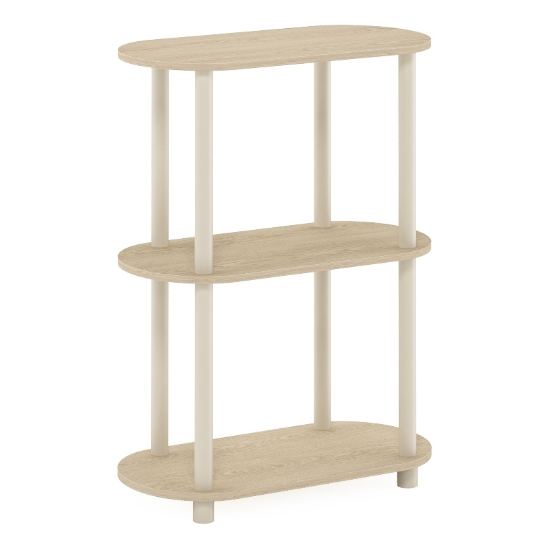 Pemberly Row Turn-N-Tube 3-Tier Modern Oval Side Display Bauhaus Oak/Beige