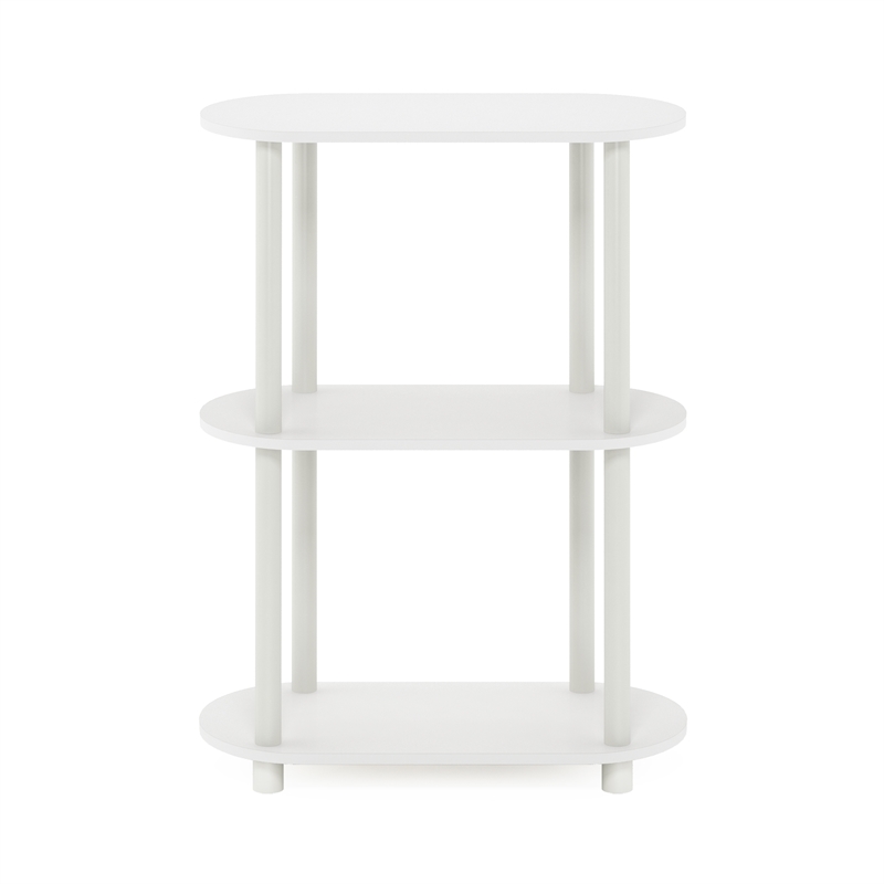Pemberly Row Turn-N-Tube 3-Tier Modern Oval Side Display White/Virgin White