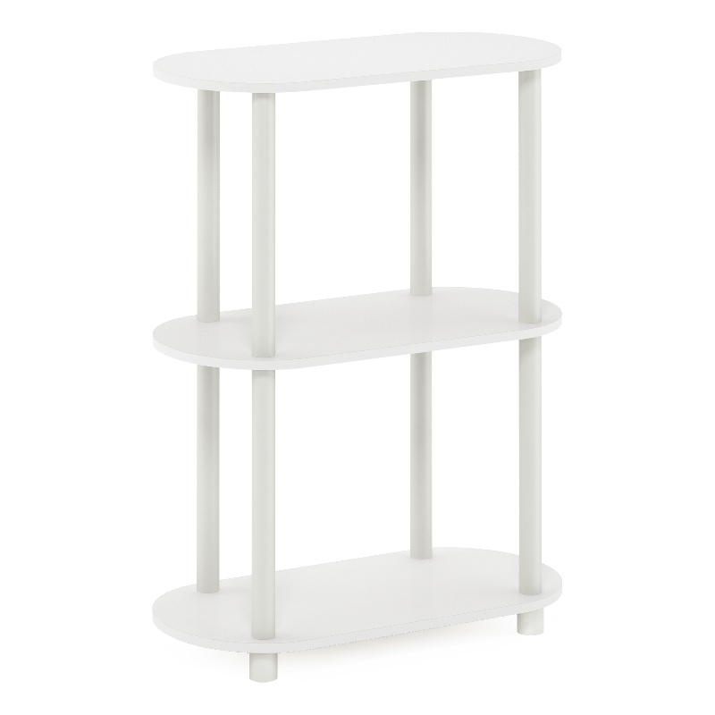 Pemberly Row Turn-N-Tube 3-Tier Modern Oval Side Display White/Virgin White