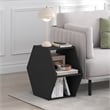 Pemberly Row Modern Hexagonal Coffee Table with Open Storage in Americano