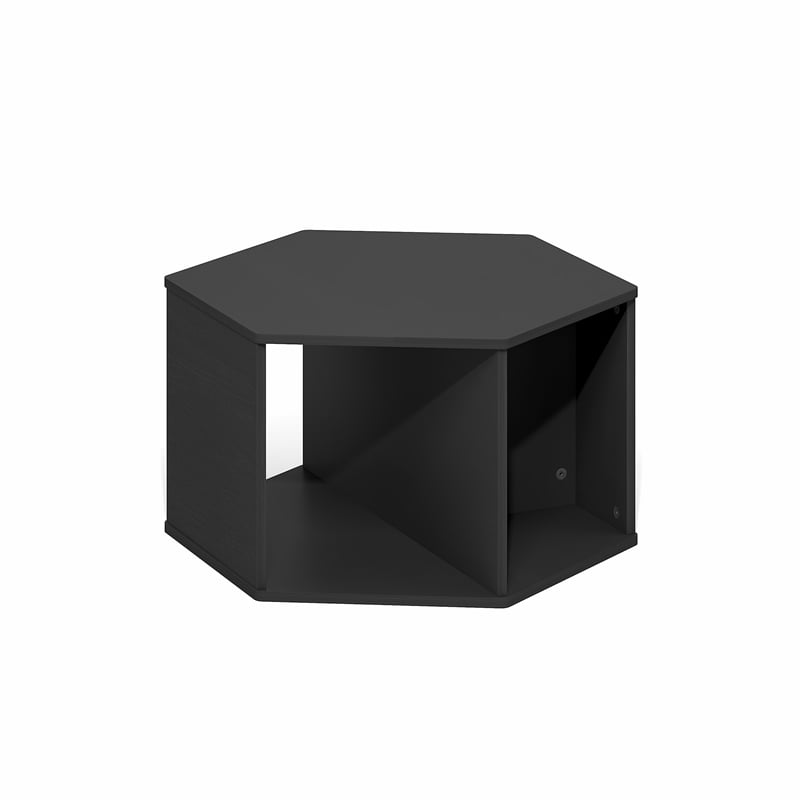 Pemberly Row Modern Hexagonal Coffee Table with Open Storage in Americano