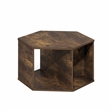 Pemberly Row Modern Hexagonal Coffee Table with Open Storage in Amber Pine