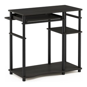 Pemberly Row Engineered Wood Computer Desk with Bookshelf in Espresso/Black