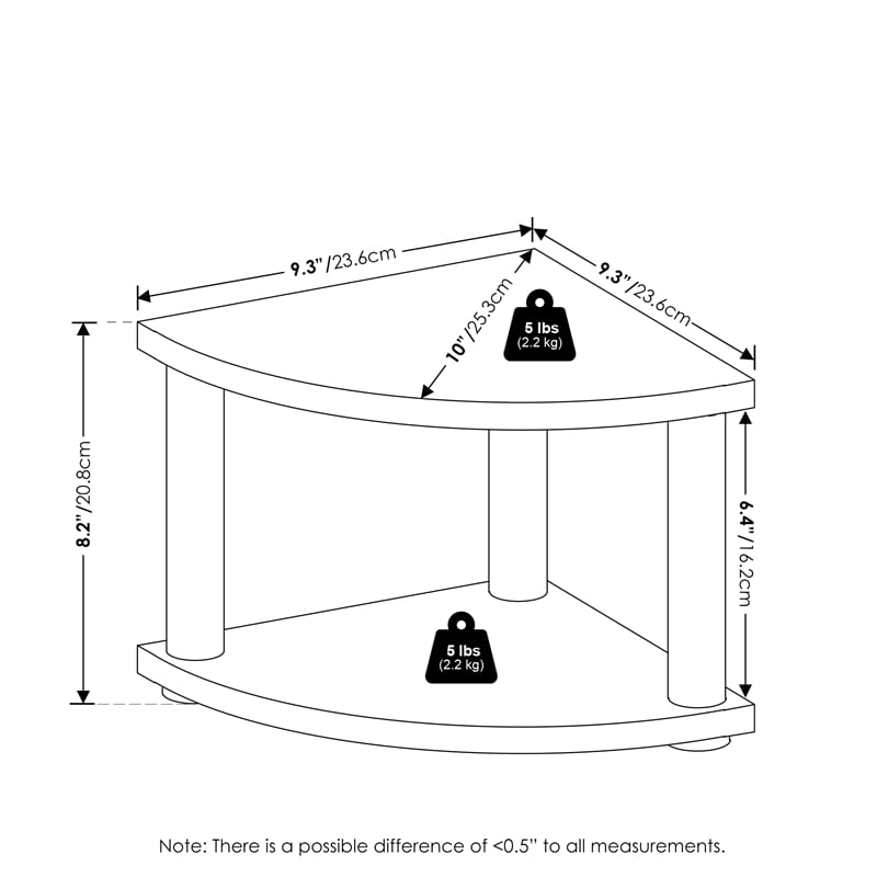 Pemberly Row Turn-N-Tube 2-Tier Corner Countertop Organizer Shelf in White