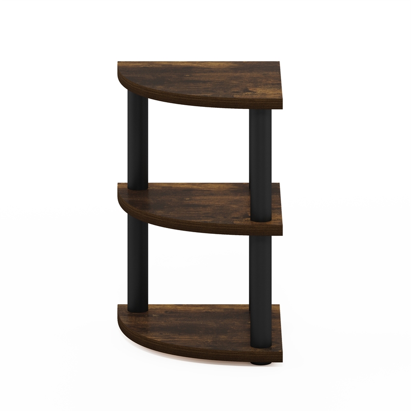 Pemberly Row 3-Tier Corner Countertop Organizer Shelf in Amber Pine/Black