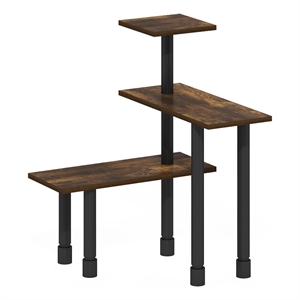 Pemberly Row Turn-N-Tube 3-Tier Multipurpose Corner Countertop Amber Pine/Black