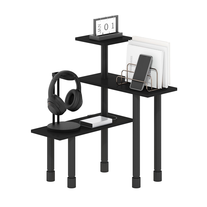 Pemberly Row Turn-N-Tube 3-Tier Multipurpose Corner Countertop Espresso/Black