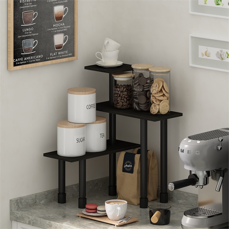 Pemberly Row Turn-N-Tube 3-Tier Multipurpose Corner Countertop Espresso/Black