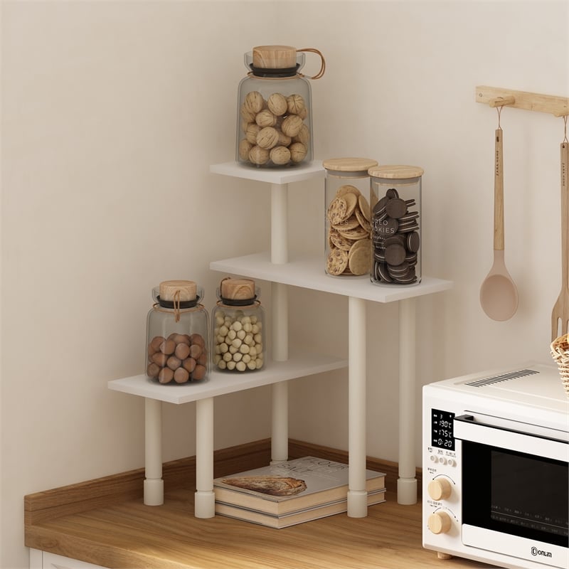 Pemberly Row Turn-N-Tube 3-Tier Multipurpose Corner Countertop Organizer - White